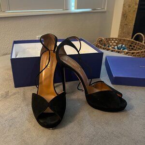 Aquazzura Hayworth Suede Sandal Heels - Size 38 (US 8) - Excellent Condition